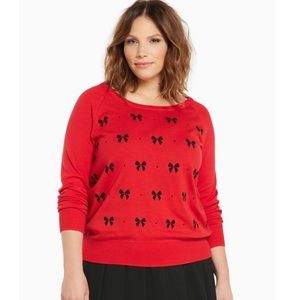 Torrid Red Pull Over Sweater with Black Bows